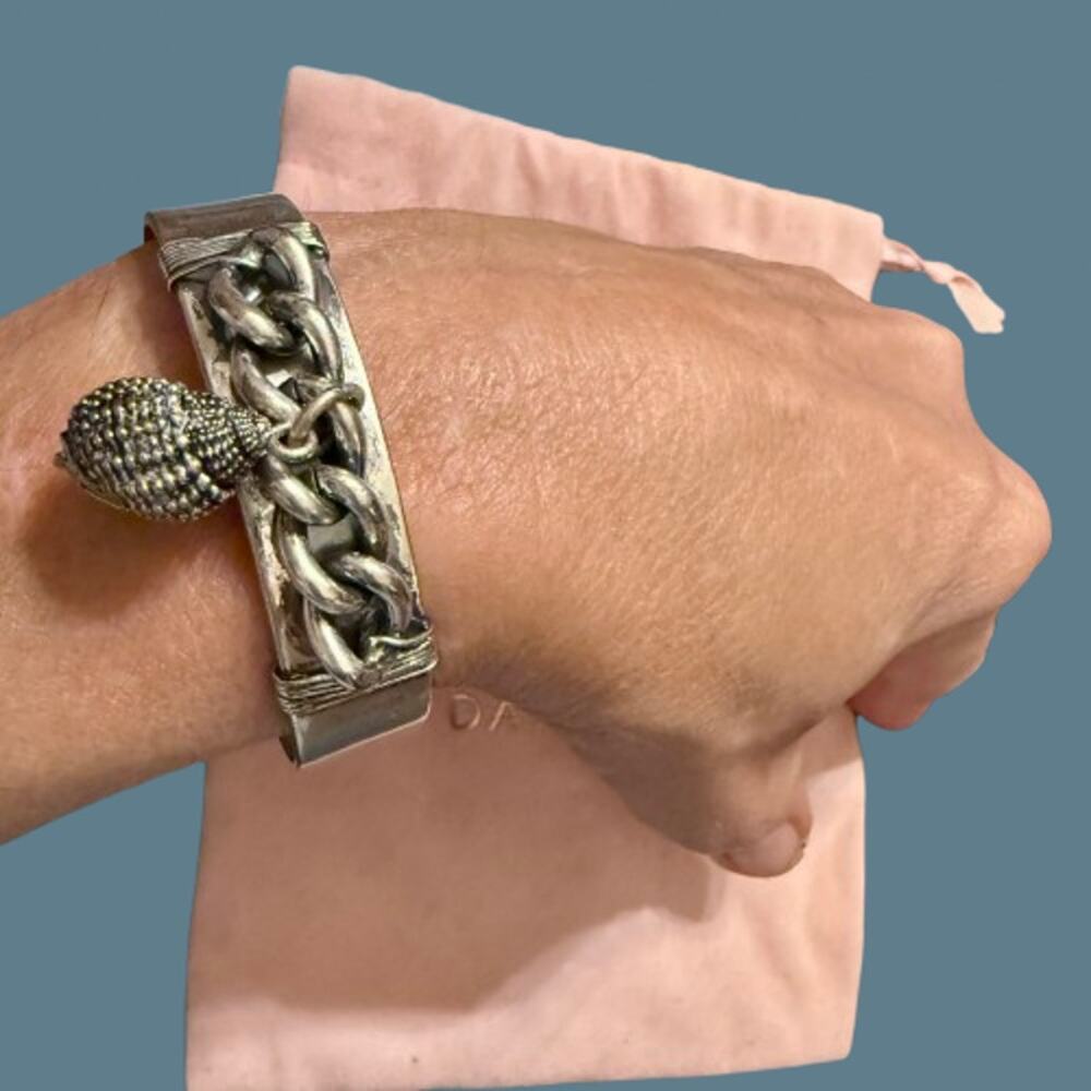 Dannijo Shylo Seashell Charm Silver Tone Cuff Bracelet - Picture 2 of 8